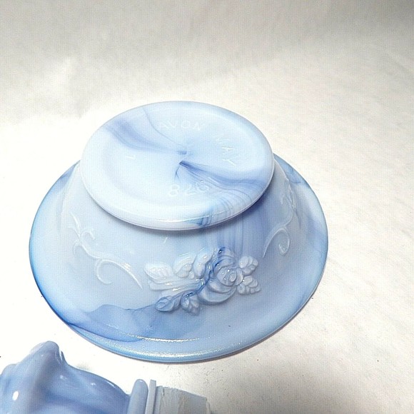 Avon Victoriana Pitcher and Bowl Set Blue Marbleized - Picture 8 of 11